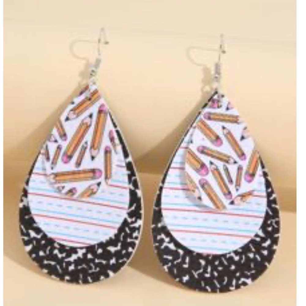 New teacher pencil paper lightweight earrings gift - Picture 2 of 4